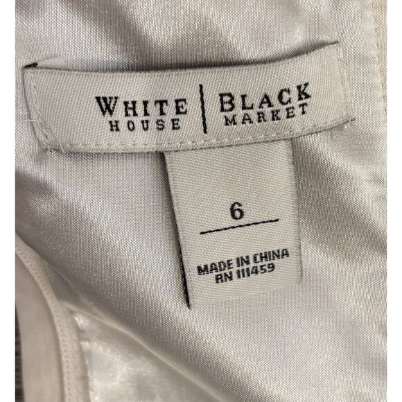 White House Black Market Silk Bustier Top Black/Ivory Strapless Floral Size 6 - Picture 4 of 5